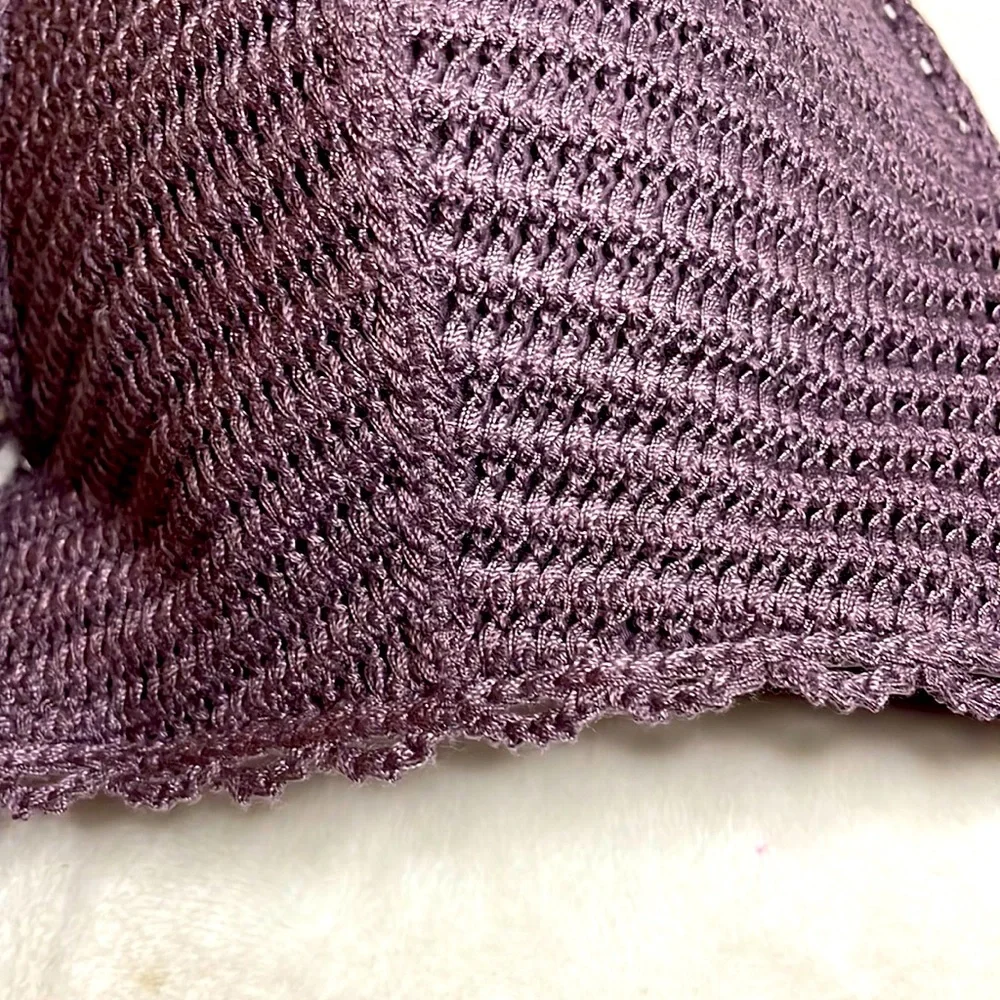 Shade & Shore Crochet Plum Bikini Halter Top Size 34C - Picture 7 of 7
